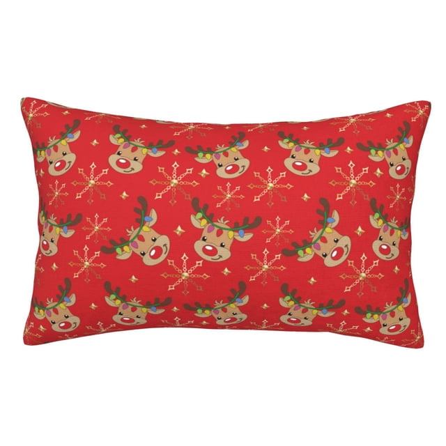 Fotbe Christmas With Cute Deer Funda de Almohada Decorativa Estilo Occidental, Lujo en Algodón, Fundas para Almohadas King, Cojín Estampado para Decoración del Hogar-20"x30"