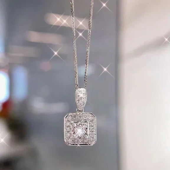 925 Silver,Rose Gold Necklace Pendant Gorgeous Cubic Zircon Women Gift 1 Pc
