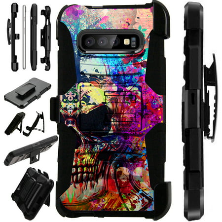 Compatible Samsung Galaxy S10 S 10 (2019) Case Armor Hybrid Phone Cover LuxGuard Holster (Half Evil (Best Phone For 12 Year Old 2019)