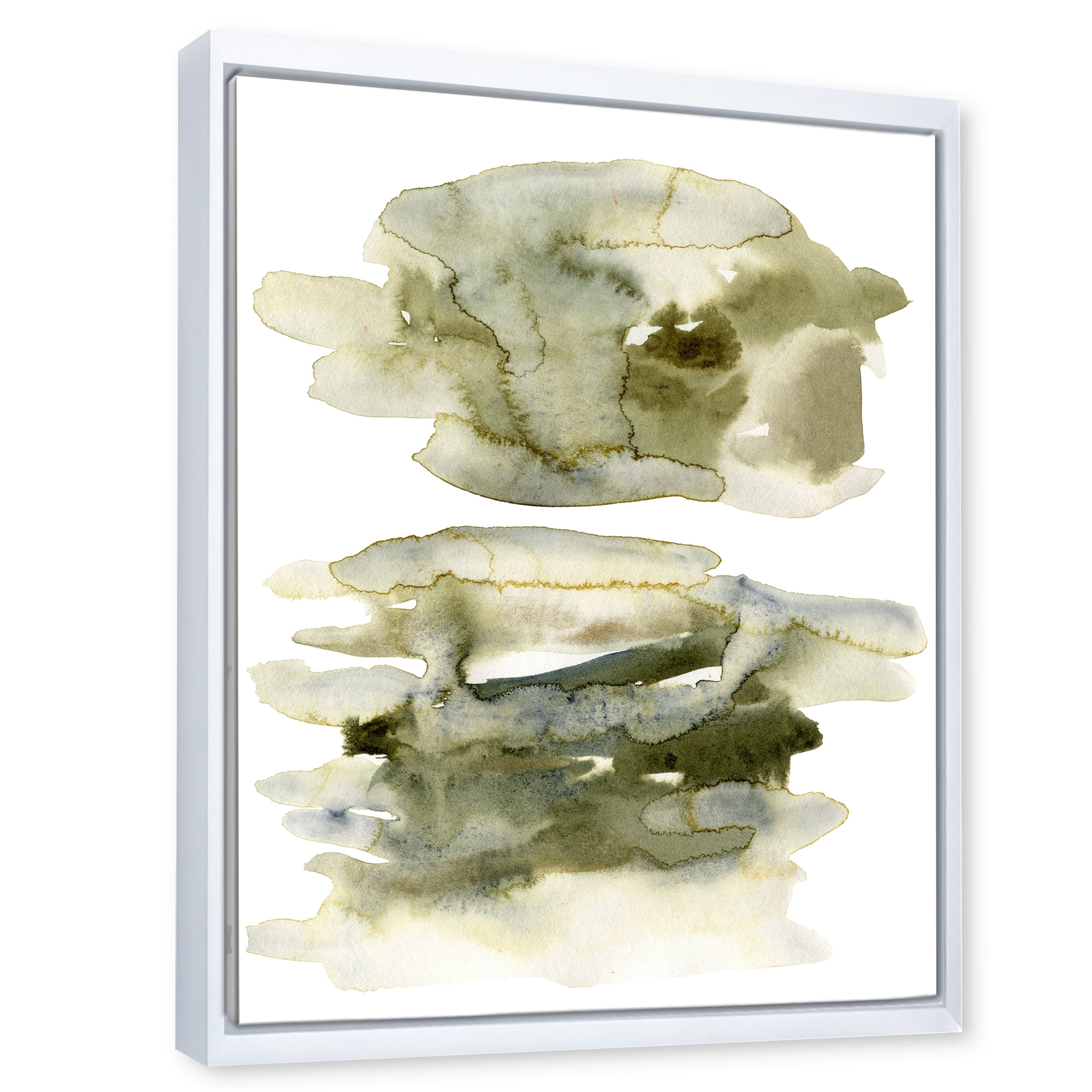 Designart 'Abstract Clouds In Dark Green II' Modern Framed Canvas Wall Art Print