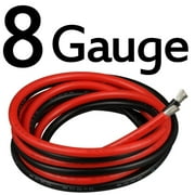 8 Gauge Stranded Copper Wire 5 FT Red and 5 FT Black Flexible Silicone Rubber 8 AWG Wire