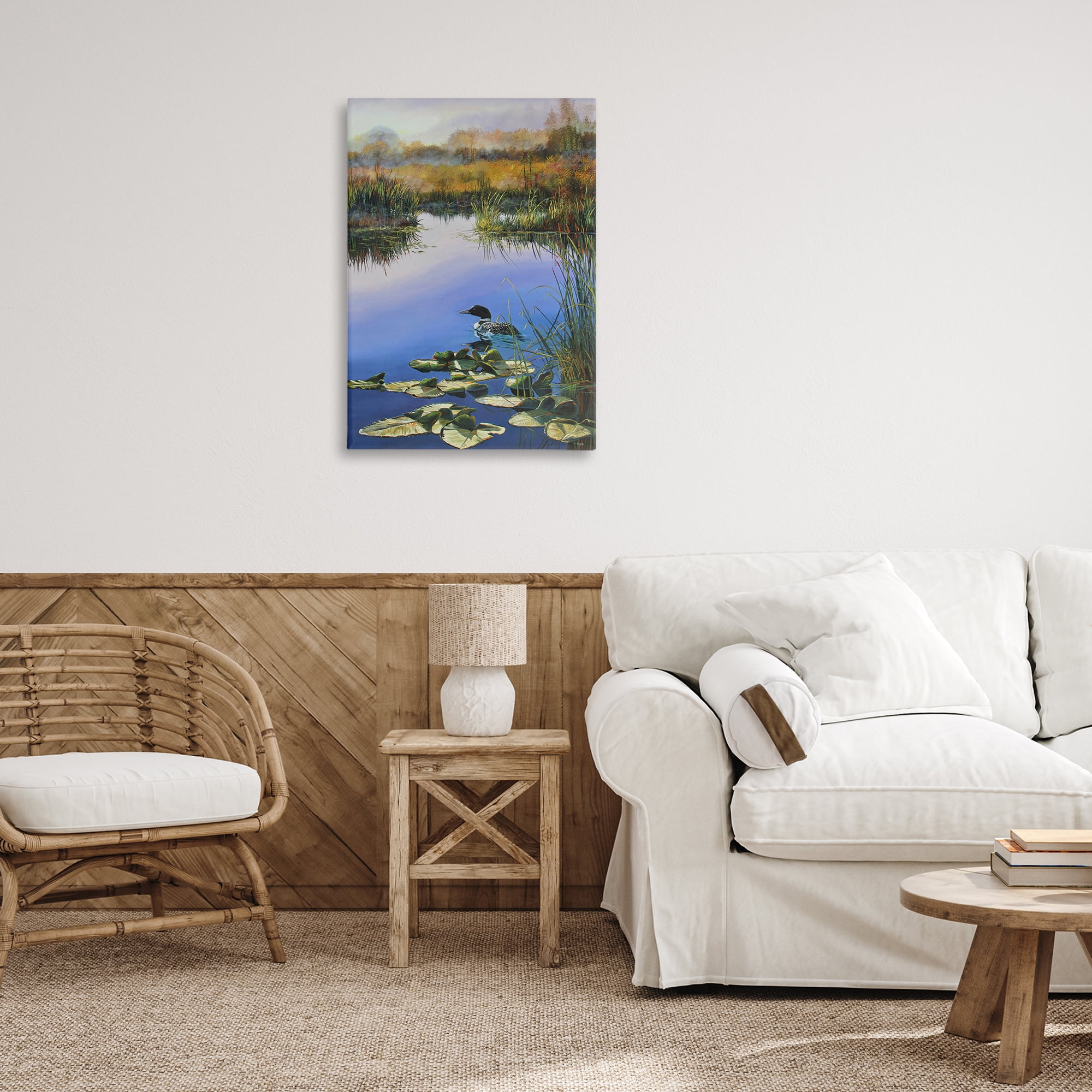 Stupell Industries Duck's Morning Solitude Landscape & Nature Painting Wrapped Canvas Art Print Wall Art, 20 x 30