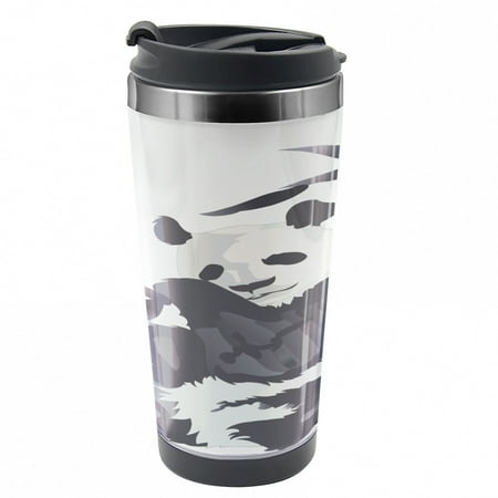 

Panda Travel Mug Panda in Zoo Chinese Steel Thermal Cup 16 oz by Ambesonne
