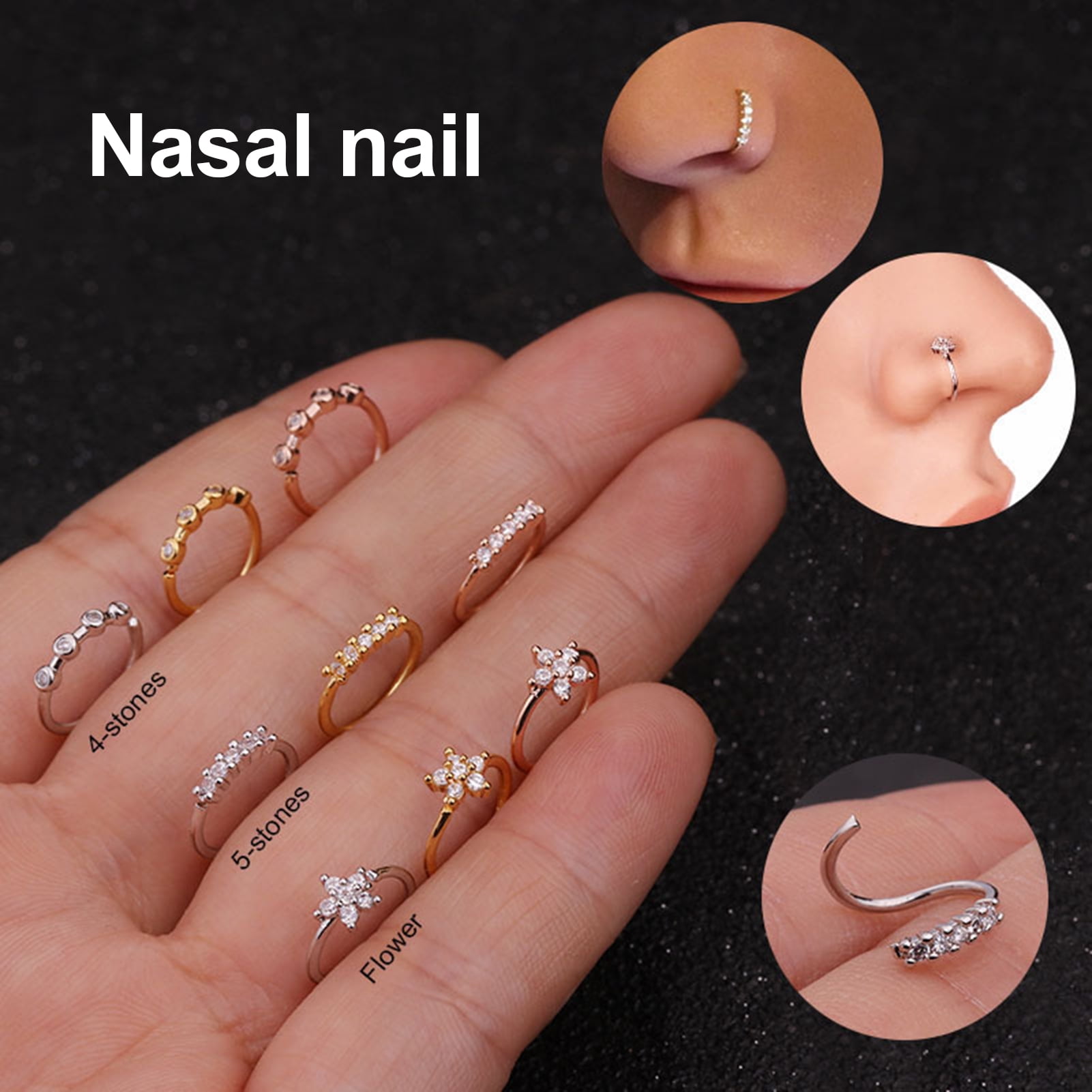 2PCS CZ Nose Ring Surgical Steel Clip on Lip Ear Hoop Helix Tragus Piercing 20g 2PCS CZ Nose Ring Surgical Steel Clip on Lip Ear Hoop Helix Tragus Piercing 20g
