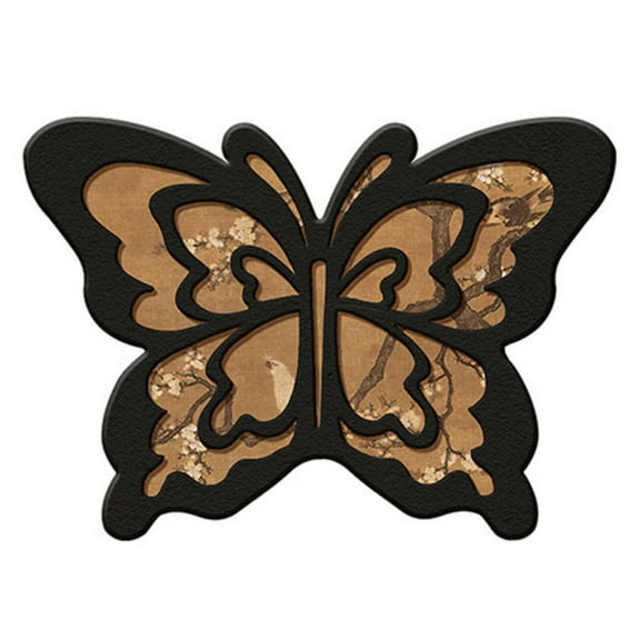 LMTODLFG 3D Optical Butterfly Area Rug - Quick-Dry Non-Slip Shag Bath Mat for Shower, Entryway or Tub - Washable Floor Carpet