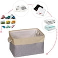 thumbnail image 4 of 5 Pack Large Storage Basket Bin Foldable Storage Cube Box Canvas Fabric Collapsible Organizer with Handles for Closet Home Office Clothes Shelf Nursery, Grey Beige, 4 of 15