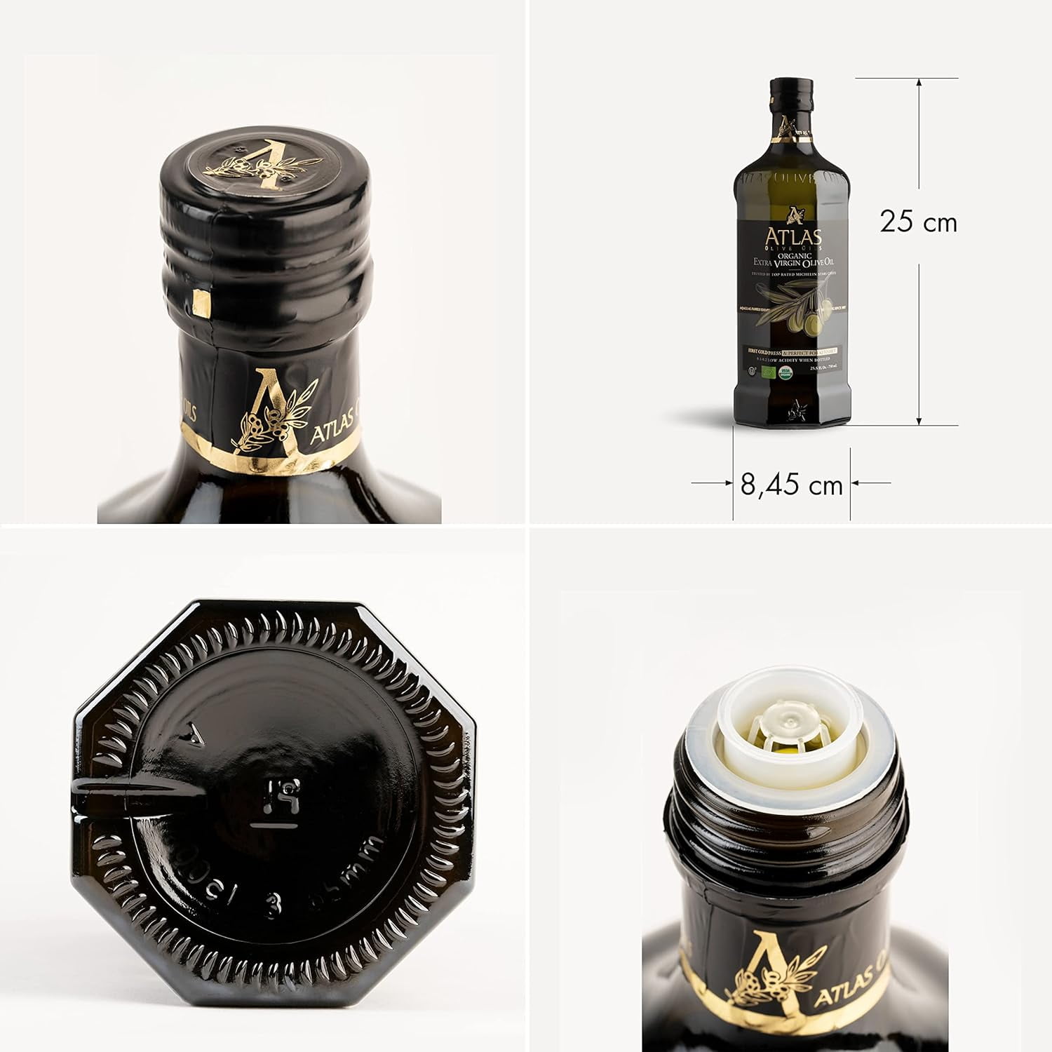 Atlas 750 ml Organic Cold Pressed Moroccan Extra Virgin Olive Oil, Polyphenol Rich, EVOO from Morocco, Newly Harvested Unprocessed by Atlas Olive Oils
