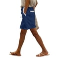thumbnail image 3 of Cutuoiiu Women's High Waist Bermuda Shorts Solid Color Cotton Lace Trim Side Seam Drawstring Waist Casual Pocket Shorts Loose Fit Plus Size Beach Shorts for Everyday Casual Activities, 3 of 6
