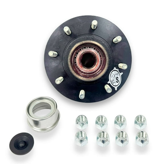 Southwest Wheel Pre-Greased 8-Hole, 6.5" Bolt Circle Idler Hub for 7,000 lb Axle (1/2" Studs)