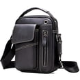 thumbnail image 1 of Bolso bandolera de cuero para hombre, estilo retro, pequeño, tipo bandolera, informal, con orificio para auriculares, para viaje, para almohadilla de 7,9", 1 of 8