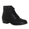 thumbnail image 2 of TOP Moda EC89 Bottines à Talon Bas Épais à Lacets pour Femmes (7.5, Noir), 2 of 4