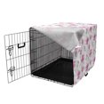thumbnail image 3 of Flower Dog Crate Cover, Hibiscus Bloom Flowers on a Plain Background with Floral Patterns in Country Style, Easy to Use Pet Kennel Cover for Dogs, 35" x 23" x 27", Pink White, by Ambesonne, 3 of 6
