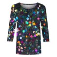 thumbnail image 5 of Plus Size Womens Tops Fashion Glitter Print 3/4 Sleeve T Shirts Going Out Casual Basic Tees Blouses, 5 of 5