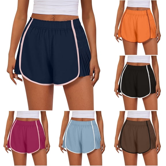 YVNAURA Women's 2026 High Waisted Pleated Track Shorts with Pockets Flowy Athletic Running Shorts Quick Dry 2 in 1 Tennis Golf Workout Summer Shorts,Black,XXL