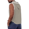 thumbnail image 5 of JoveMarine Men's Casual Color-Block Sports Tank Top, Hooded Sleeveless T-Shirt with Muscle Cut, Lightweight Breathable for Gym Workout Running and Summer Outdoor Activities Khaki XL, 5 of 5