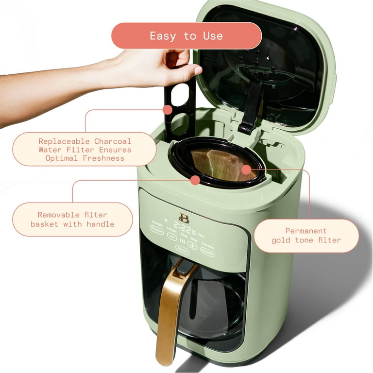 Beautiful 14 Cup Programmable Touchscreen Coffee Maker, Sage Green by Drew Barrymore