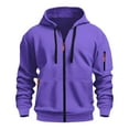 thumbnail image 5 of PNTUTB Men's Fashion Solid Color Multi-Pocket Full-Zip Long Sleeve Casual Drawstring Hooded Jacket, 5 of 6