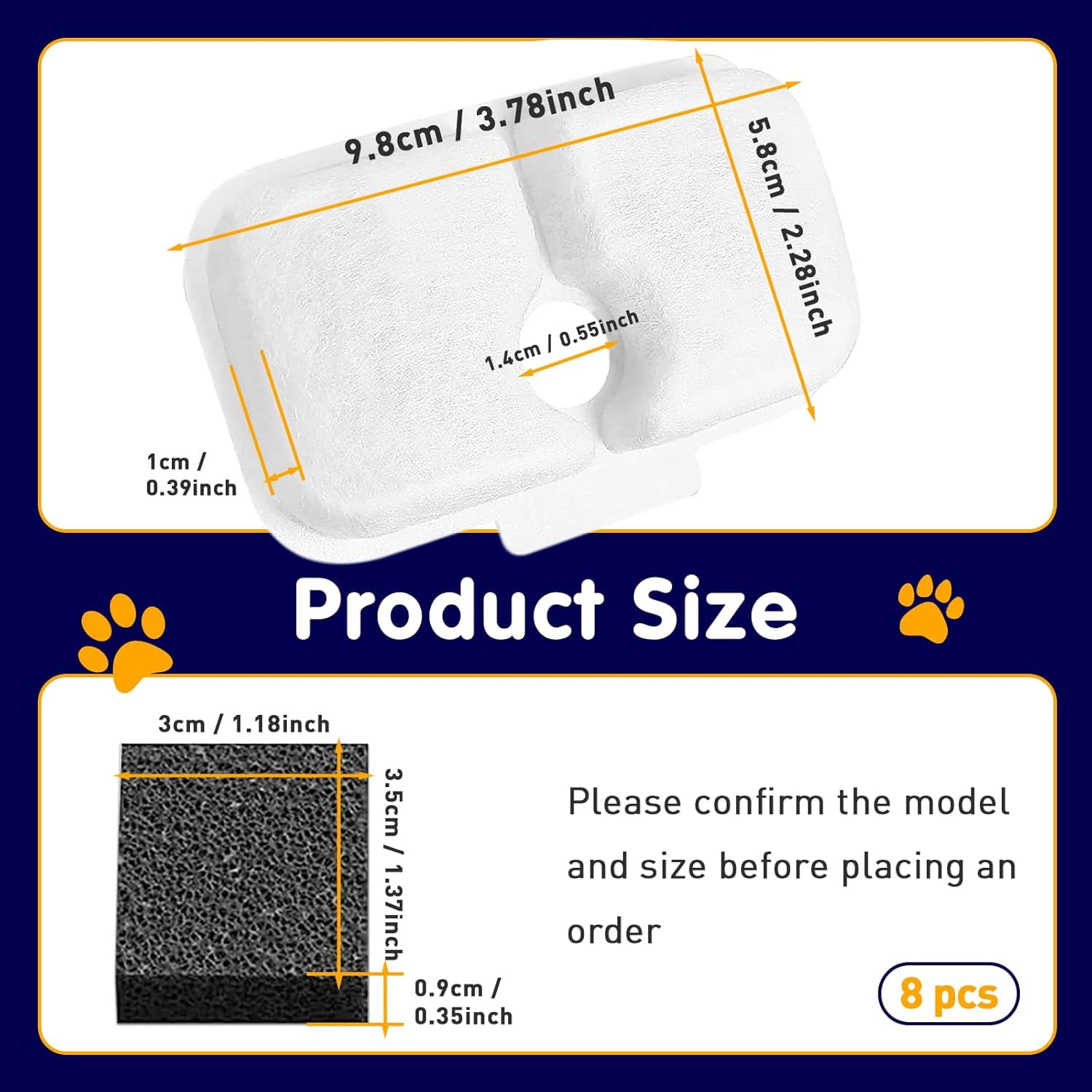 16 pack Cat Water Fountain Filter Replacement for  - Pre-Filter Sponges Compatible with PLWF105, PLWF115, PLWF005