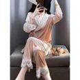 thumbnail image 3 of Pour Femmes Automne et Hiver Ensemble de Robe de Maison Dentelle Avancée Pyjamas Luxe Léger Velours Doré, 3 of 6
