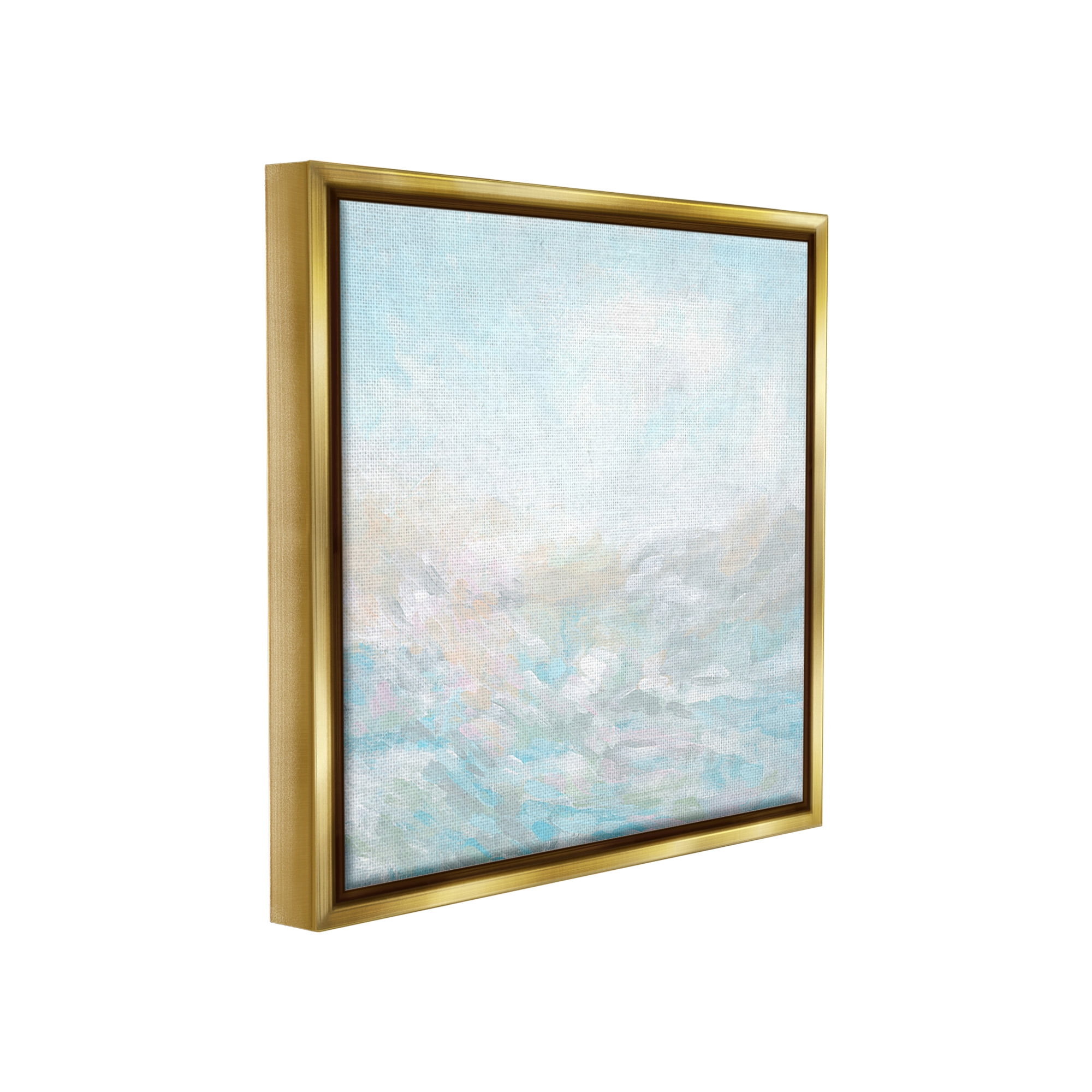 Stupell Industries Blue Abstract Waves Abstract Painting Gold Floater Framed Canvas Art Print Wall Art, 25 x 25