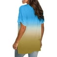 thumbnail image 4 of ZKCCNUK Women's Fashion Gradient Printed Blouse V-neck Short Sleeve Loose T-shirt Tops Summer Plus Size Tops 2025, 4 of 7