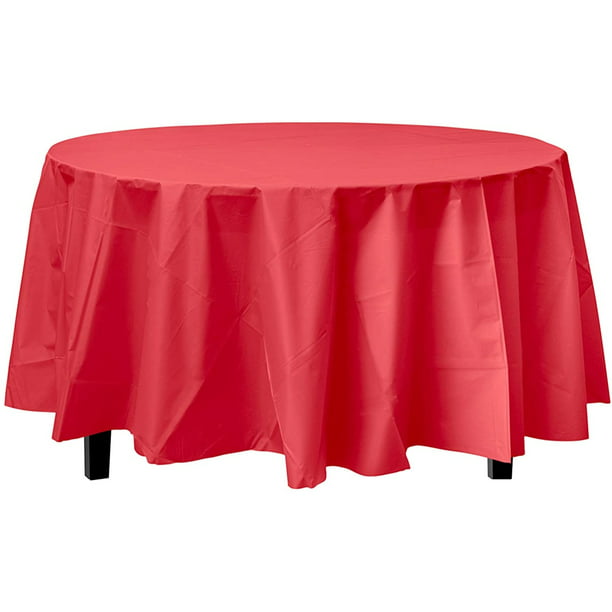 Bulk Premium Plastic Disposable 84 Inch, Red Round Tablecloths