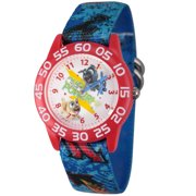 Disney Puppy Dog Pals Rolly and Bingo Red Plastic Time Teacher Watch, Blue Stretchy Nylon Strap