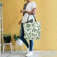 thumbnail image 4 of FORMRS Womens Canvas Tote Bag with Zipper Inner Pocket Shoulder Handbag, Green Floral, 4 of 7