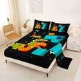 thumbnail image 2 of Metsweet Happy Birthday Dinosaur Queen Sheets 4 Pieces, Number 67 Party Queen Sheet Sets, Green Orange,1 Fitted Sheet, 1 Flat Sheet and 2 Pillowcases, 2 of 5