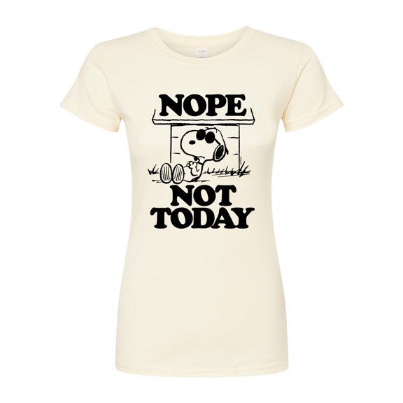 Peanuts - Joe Cool Nope Not Today - Juniors Fitted Graphic T-Shirt