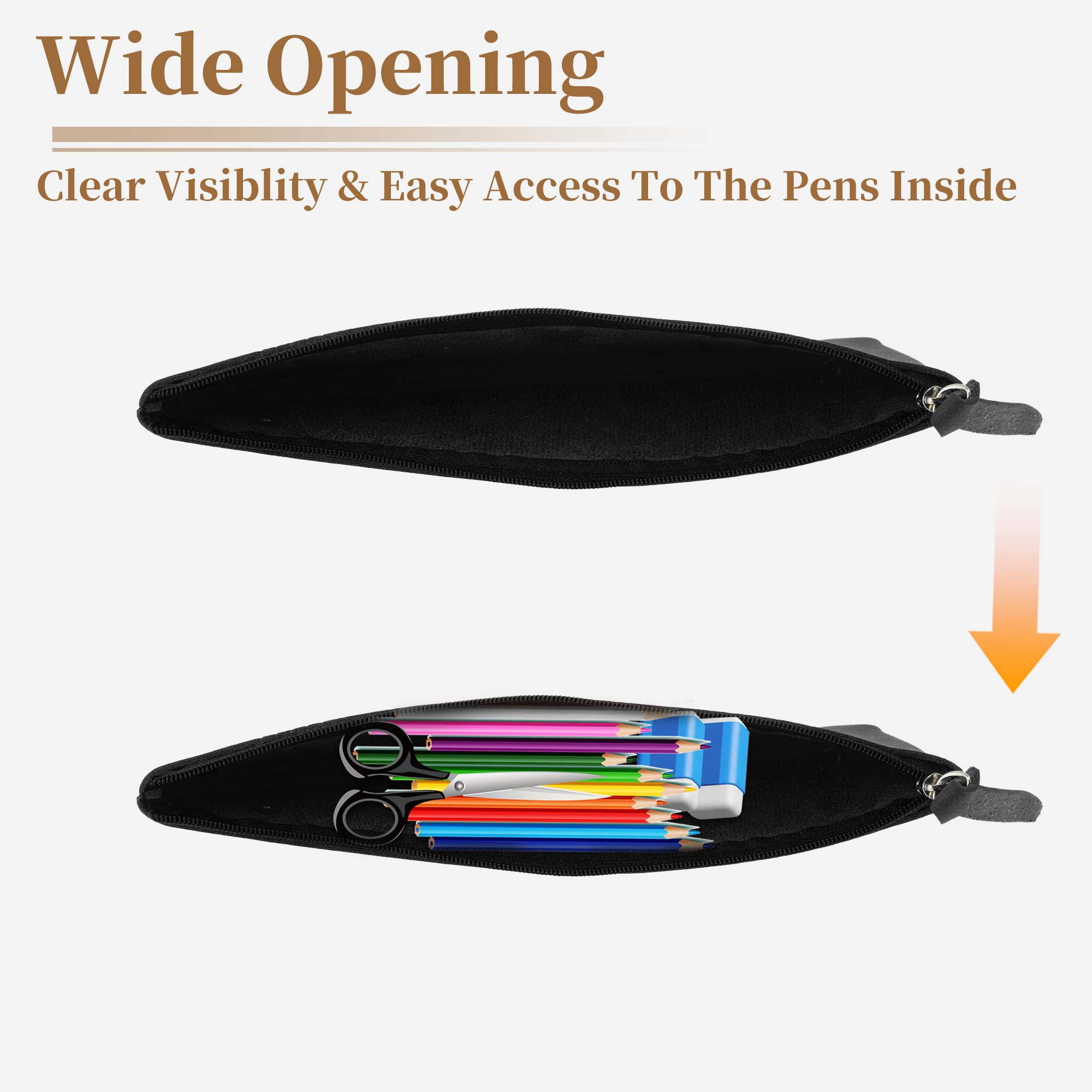 Unique Bargains Frosted Irregular Shape Style Pen Bag Organizer Black