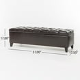 thumbnail image 4 of Chantal Contemporary Faux Leather Button-Tufted Storage Ottoman Bench, Brown, 4 of 9