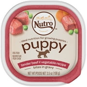 (4 pack) (4 Pack) NUTRO PUPPY Wet Dog Food Cuts in Gray Tender Beef & Vegetable, 3.5 oz. Tray