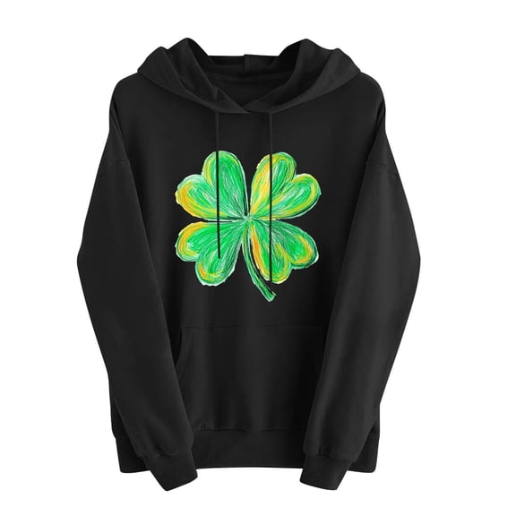 FDGIU ‌‌‌‌‌Women's Plus Size Saint Patrick's Day Sweatshirt - Oversized Green Shamrock Print Long Sleeve Pullover