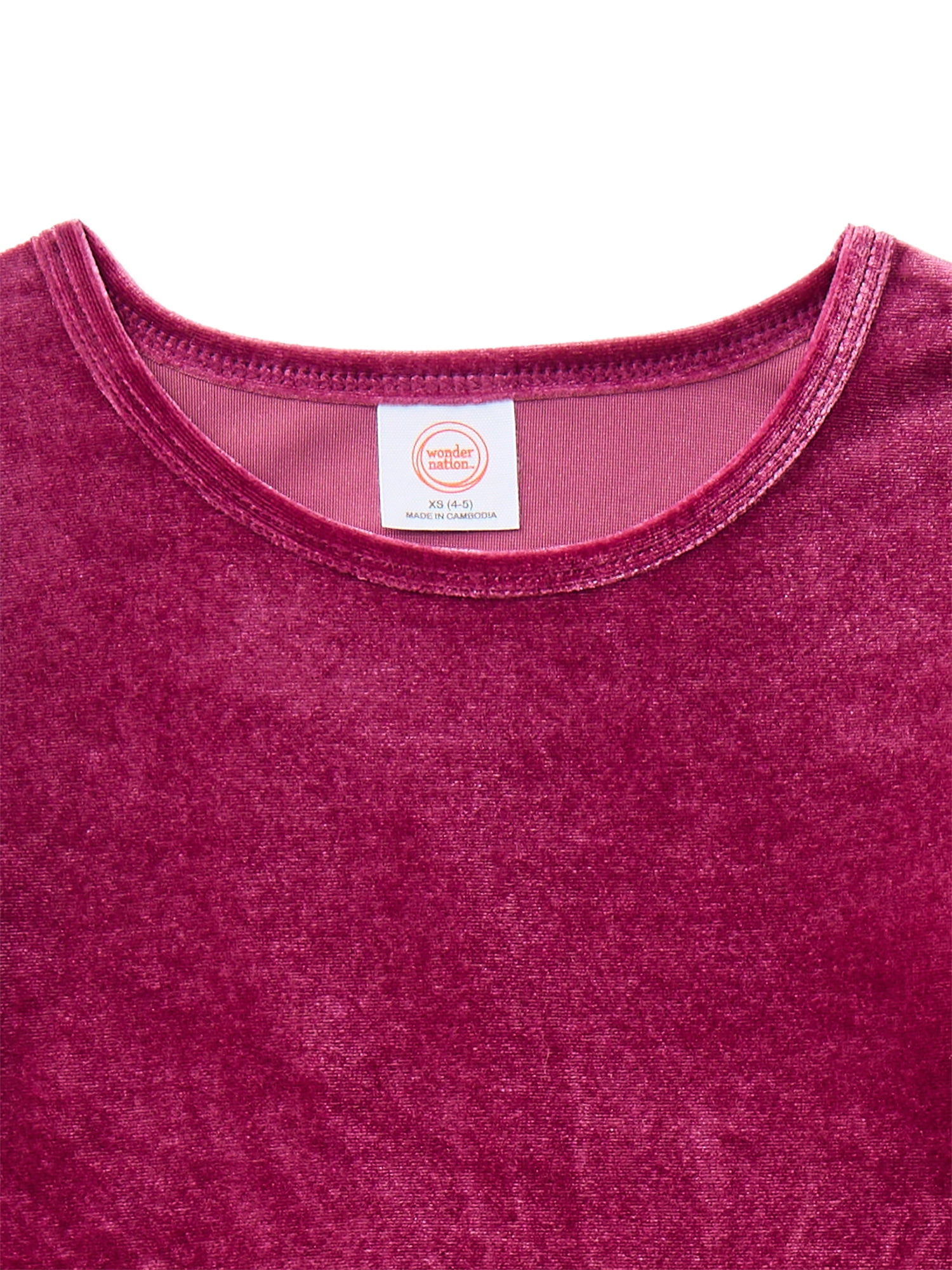 Wonder Nation Girls Velour Tutu Dress with Long Sleeves, Sizes 4-18 & Plus