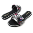 thumbnail image 6 of GJPBGK Women’s Embellished Slide Sandals Open Toe Flat Sandals Rhinestone Beaded Slip On Summer Sandals Fashion Casual Sandals for Beach, Vacation & Daily Wear, 6 of 7