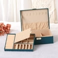 thumbnail image 6 of REGALWOVEN Accessory Box for Women, 2 Layer Large PU Accessory Storage, Accessory Holder for Earrings, Necklaces Blue Green, 6 of 8