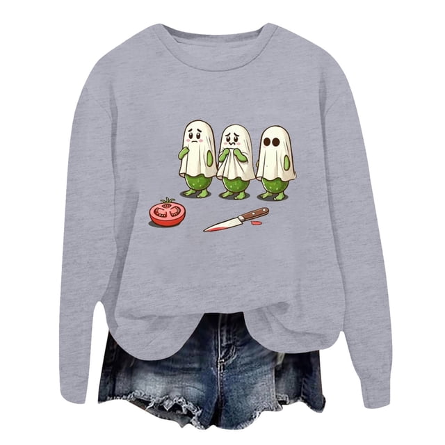 Chandail à Capuche pour Femmes Imprimé Lettre Col Rond Haut Doux Confortable Décontracté Manches Longues pour Automne Hiver Mode