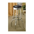 thumbnail image 2 of HomeStock Naturally Nice Upholstered Top Bar Stools (Set of 2), Black Leatherette with Chrome Base, 360-Degree Swivel, Retro 50s Style, Measures 19 x 19 x 30 inches, 2 of 6