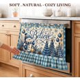 thumbnail image 4 of Winter Snowman Oven Skirt Curtain for Farmhouse Kitchen Decor Blue Christmas Farmhouse Farmhouse Tie Top Oven Curtain for Door Decorative Stove Cover Dishwasher Cover for Cottage Kitchen Decor, 4 of 7