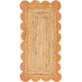 thumbnail image 2 of Indian Handmade Braided Natural Jute with Orange Border Scalloped Area Rug 2 x 5 Feet (61 cm x 152 cm), Floor Decor Rugs/Carpet, 2 of 5