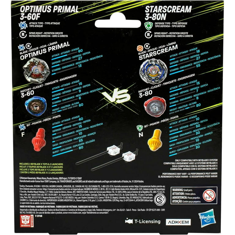 Beyblade X Transformers Optimus Primal 3-60F vs. Starscream 3-80N