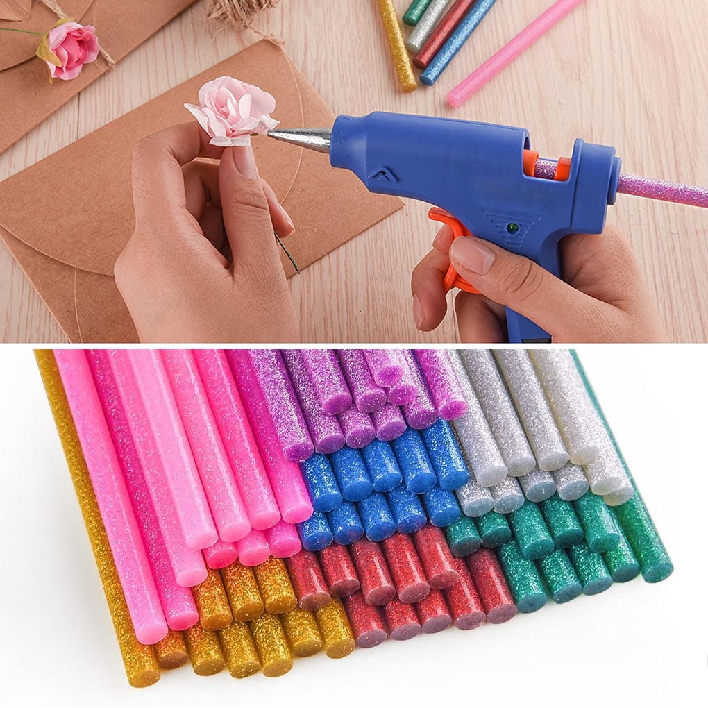 Color Hot Glue Sticks, ENPOINT 72 Pcs Glitter Hot Melt Glue Sticks Mini  Size 7 x 100 mm, Adhesive Hot Glue Sticks Sealing Wax Sticks for DIY Art  Craft