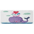 thumbnail image 1 of Whale Kitchen Mat, Smiling Mammal Motif Hearts and Clouds on Sea Print Design, Plush Decorative Kitchen Mat with Non Slip Backing, 47" X 19", Purple Blue and Red, by Ambesonne, 1 of 1