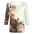 thumbnail image 6 of Fesfesfes T Shirt Pack Women's Summer Casual Crewneck 3/4 Sleeve T-Shirts Floral Print Fit Basic Tops Tees Blouses 4(S), 6 of 6