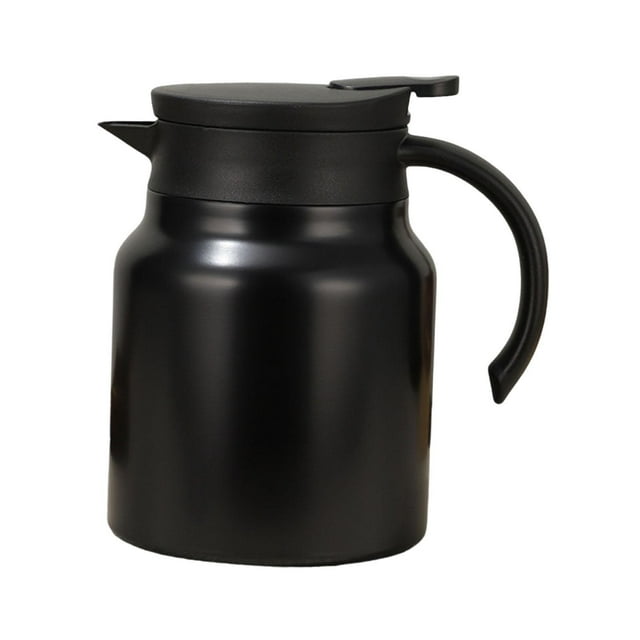 DOLITY Insulated Kettle, Flask with Tea Strainer, Tightly Sealing Lid, Heat Retention, 1 Liter, Coffee Pot, Hot Water Jug for The Kitchen black