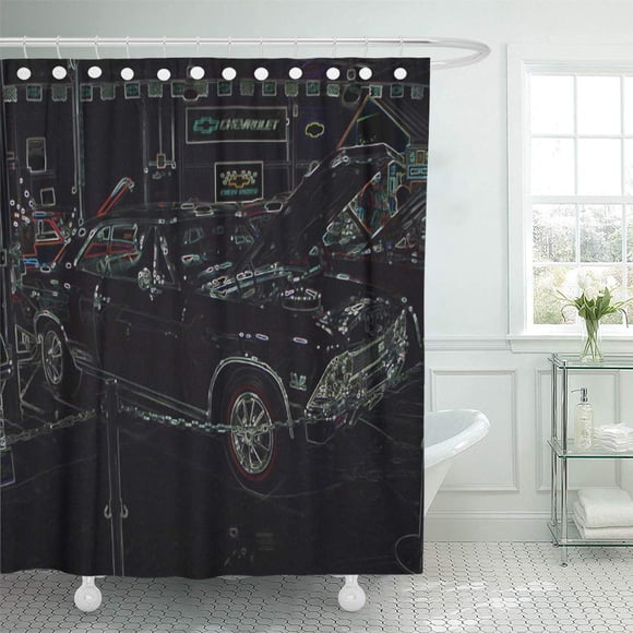 YUSDECOR Chevy Chevelle Super Sport Land Bathroom Decor Bath Shower Curtain 66x72 inch