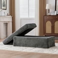 thumbnail image 6 of 46 Inch Wide Chenille Ottoman in Charcoal, Square Footstool with Black Metal Legs, Removable Components for Easy Cleaning, Supports 500 lbs, 6 of 9
