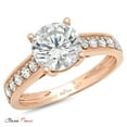 thumbnail image 5 of 2.18 ct Brilliant Round Cut Real Genuine Natural Diamond SI1-SI2 G-H 14K Rose Gold Promise Wedding Statement Engagement Designer Ring W/ Crystal side stones size 6.5, 5 of 6