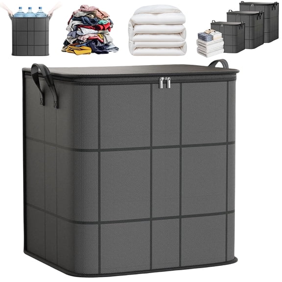 Portable Moving Storage Bags, XXL Foldable Storage Bag with Reinforced Handles, Spacious Moving Storage Bin, Zippered Organizer for Quilts, Bedding & Sweaters(1Set)